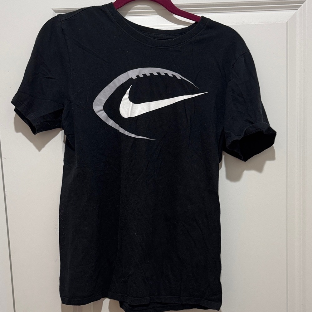 Nike Black Tee with Silver Swoosh Design